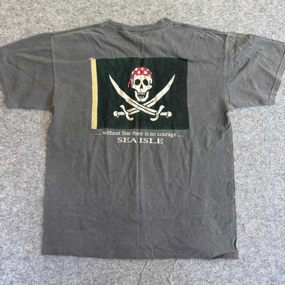 Comfort Colors Shirt Mens Large Sea Isle Pirate Skull Crossbones Graphic Tee‎
